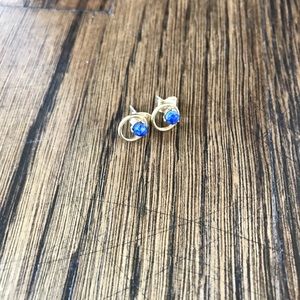 Madewell blue and gold stud earrings